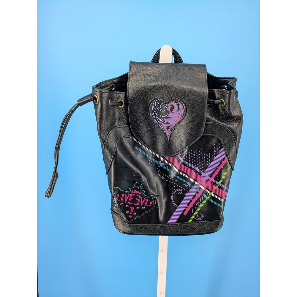 Disney Descendants Mal Backpack Black Faux Leather Long Live Evil Dragon Bag